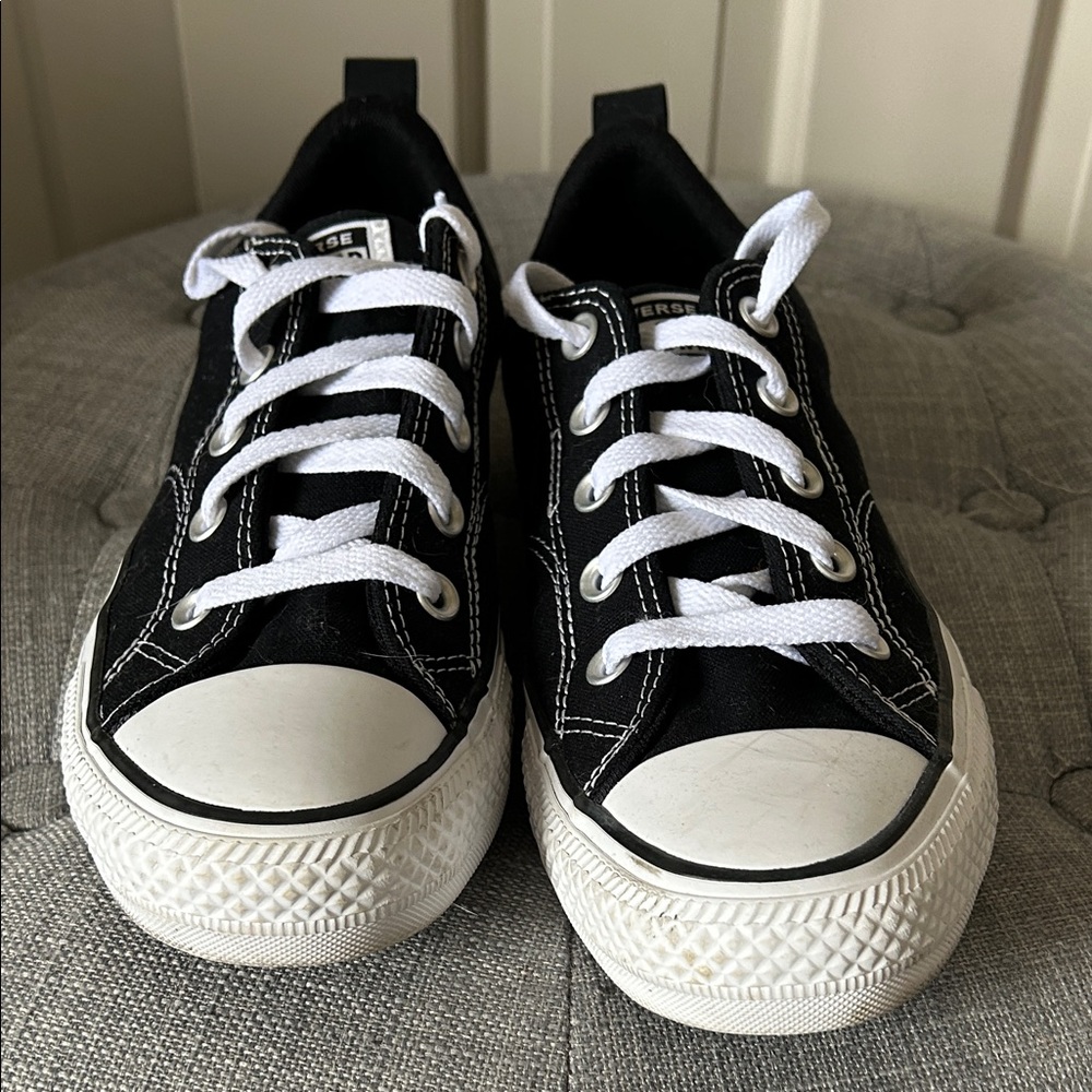 Converse Black Canvas Kids Sneakers with White Laces